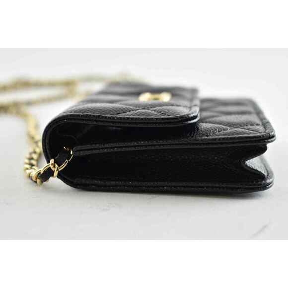 Chanel 21B Black Caviar Mini Wallet On Chain Gold COCO Shoulder Crossbody Bag - Picture 7 of 10